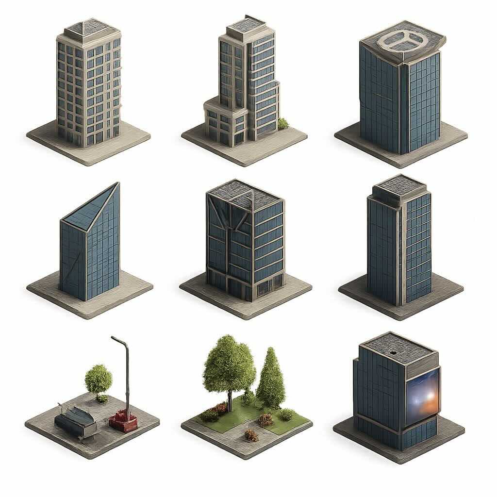Modern Buildings 3D Diorama Example